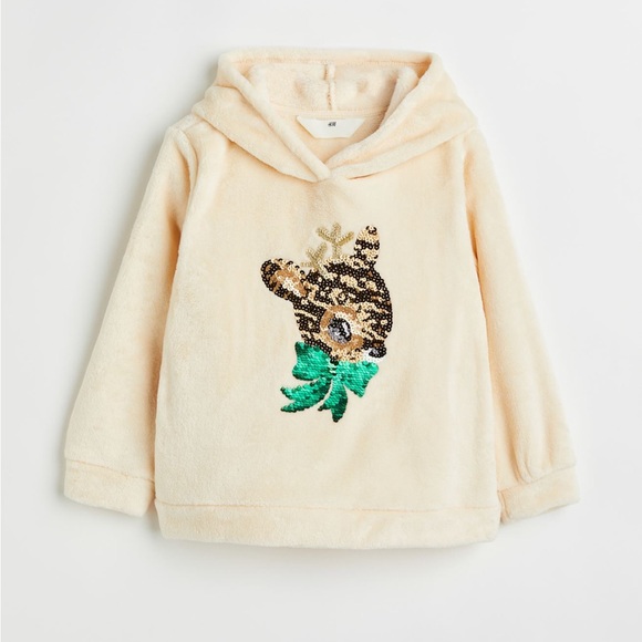 H&M Other - H&M Interactive Reindeer Faux Shearling Hoodie